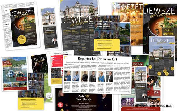 Collage Werbeanzeigen aus der DEWEZET