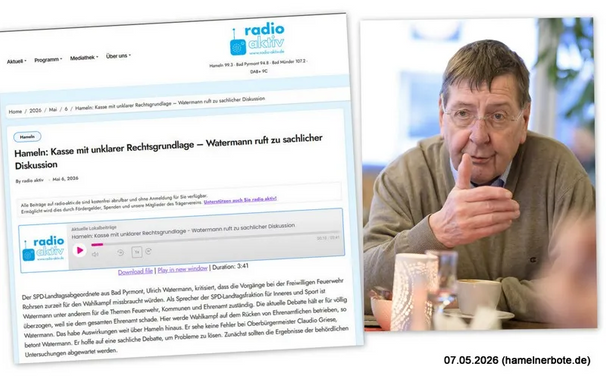 Collage SPD Pressefoto Ulrich Watermann  und Homepagemeldung radio aktiv